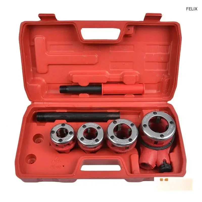4 Points--1.2 Inch Durable Screw Threading Machine Manual Threading Machine Water Pipe Hinge Twist Plate Die Threading Kit
