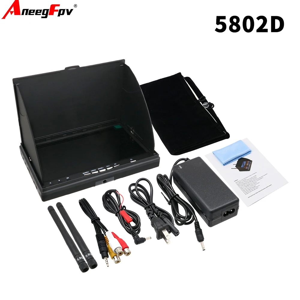LCD5802D LCD5802S 7 Inch 5.8G 40CH  FPV Monitor Raceband Video Screen with DVR And Build-in Battery for FPV Multicopte