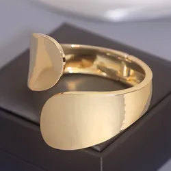 2024 Summer Fashion Punk Alloy Smooth Cuff Bracelet For Women Gold Silver Color Open Bangle Europe Style Personality Jewelry