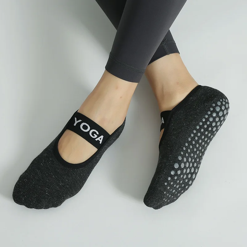 Professional Women Anti-slip Yoga Socks Backless Bandage Pilates Socks Ladies Ballet Dance Fitness Slipper Cotton Sports Socks