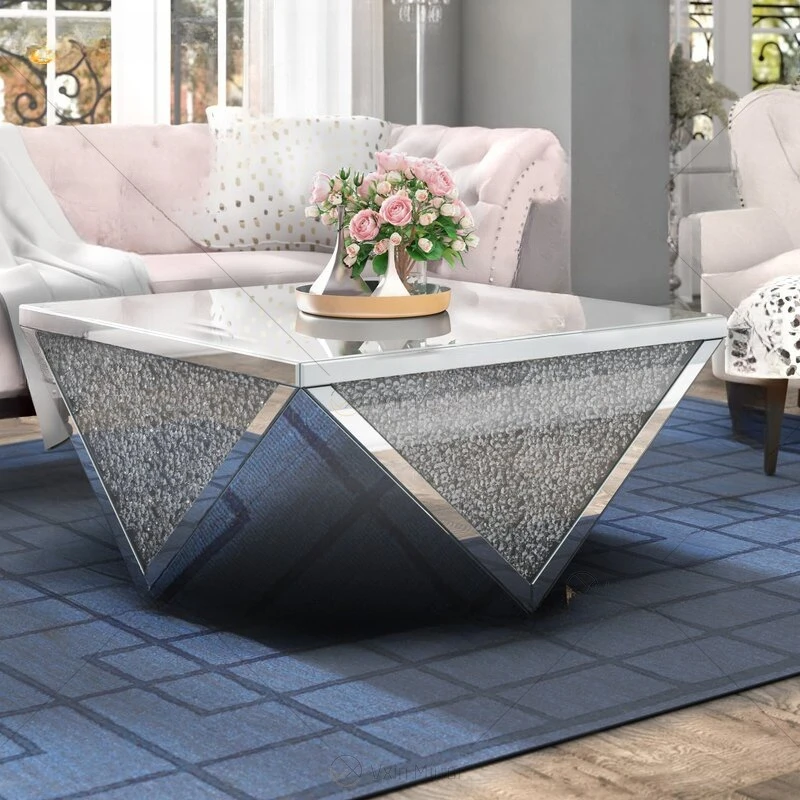 

Mirror coffee table light luxury coffee table sofa side inclined drum pier American living room decorative coffee