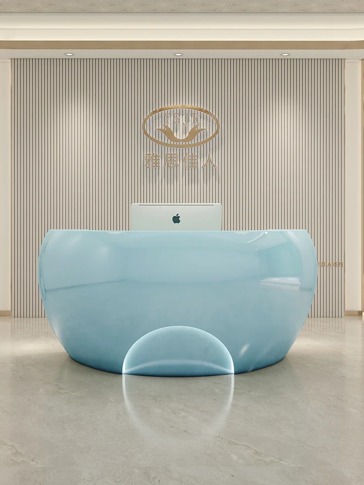 Reception Desk Arc Fiberglass Beauty Salon Simple Modern Company Front Desk Shaped Paint Service Bar Customizable