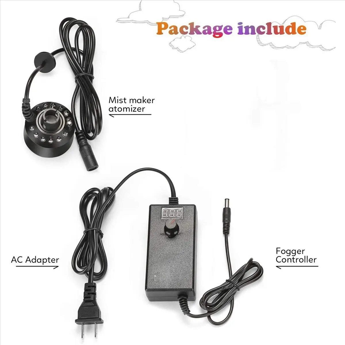

ABZD 3X Mist Maker Fogger Water Fountain Pond Fog Machine Atomizer Air Humidifier Haloween Smoke Machine Black Us Plug