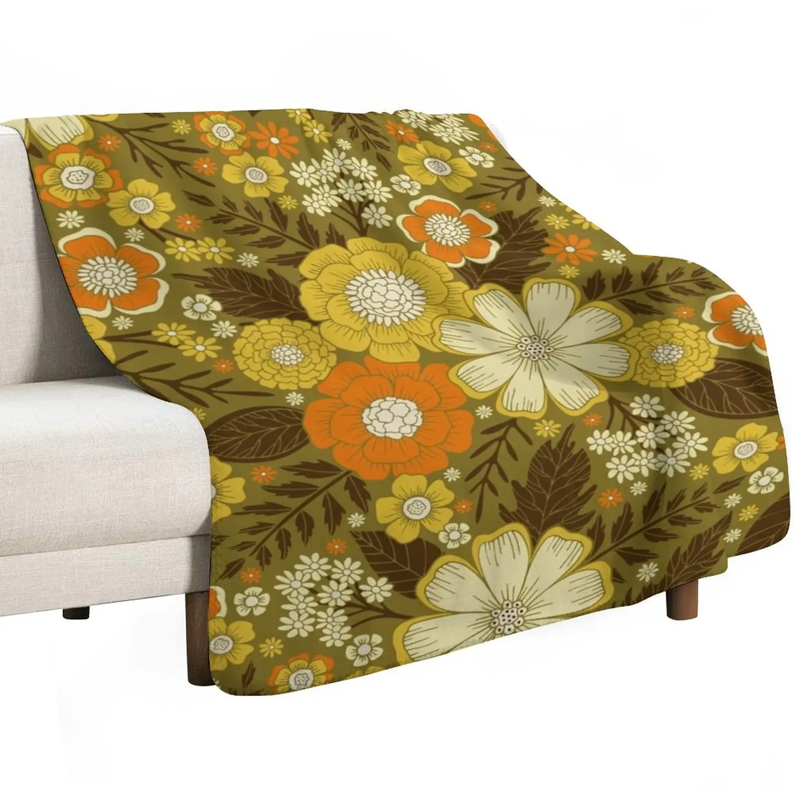 1970s Retro/Vintage Floral Pattern Throw Blanket Sofa Soft Big christmas decoration Bed linens funny gift Decoratives Blankets