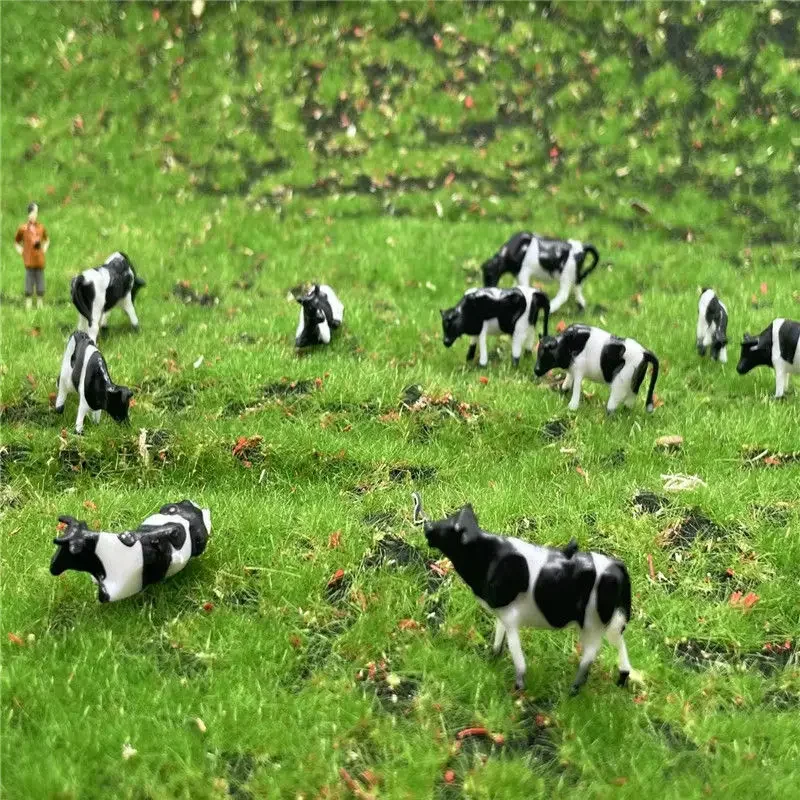 Modelo a escala HO y N de vacas, Animal de granja en miniatura, modelo de vaca para modelo de ferrocarril, diseño de diferentes posturas