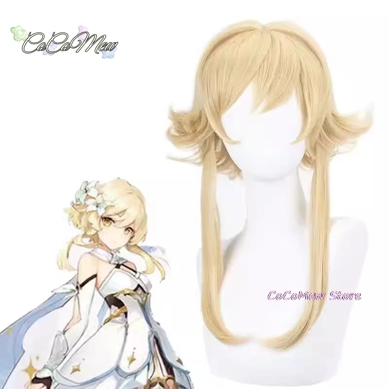 Genshin Impact Lumine przebranie na karnawał podróżnik siostra zestaw odzieży impreza z okazji Halloween peruka buty sukienka Lolita