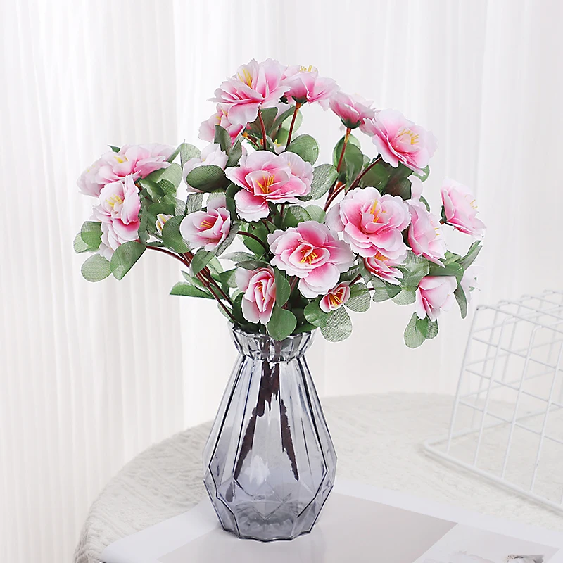 1 unidad de flores artificiales de seda, flores de azalea, planta de flores falsas para boda, fiesta, mesa, jarrón, decoración del hogar, ramo de novia, adorno