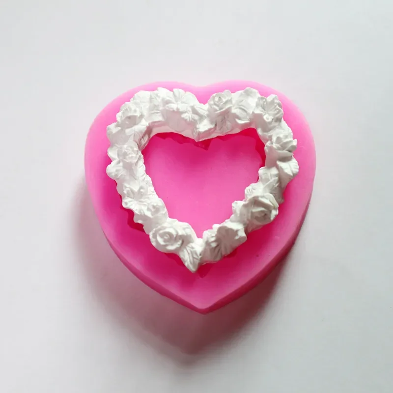 Heart Shaped Rose Frame Silicone Cake Mold Fondant   Decorating Tools Chocolate Gumpaste Mould Aroma Stone Moulds