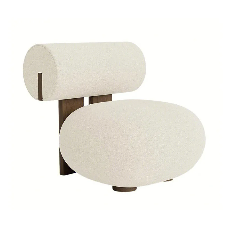 

Light luxury fabric sofa chair designer Danish living room lazy sofa solid wood backrest casual single bedroom chair