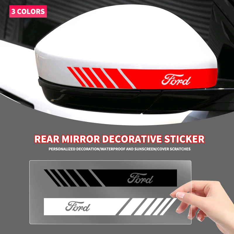 2PCS Car Rearview Mirror Stickers Auto Body Decor Decal For Ford Ranger S-Max Focus Galaxy Mondeo Transit Tourneo Custom Ranger