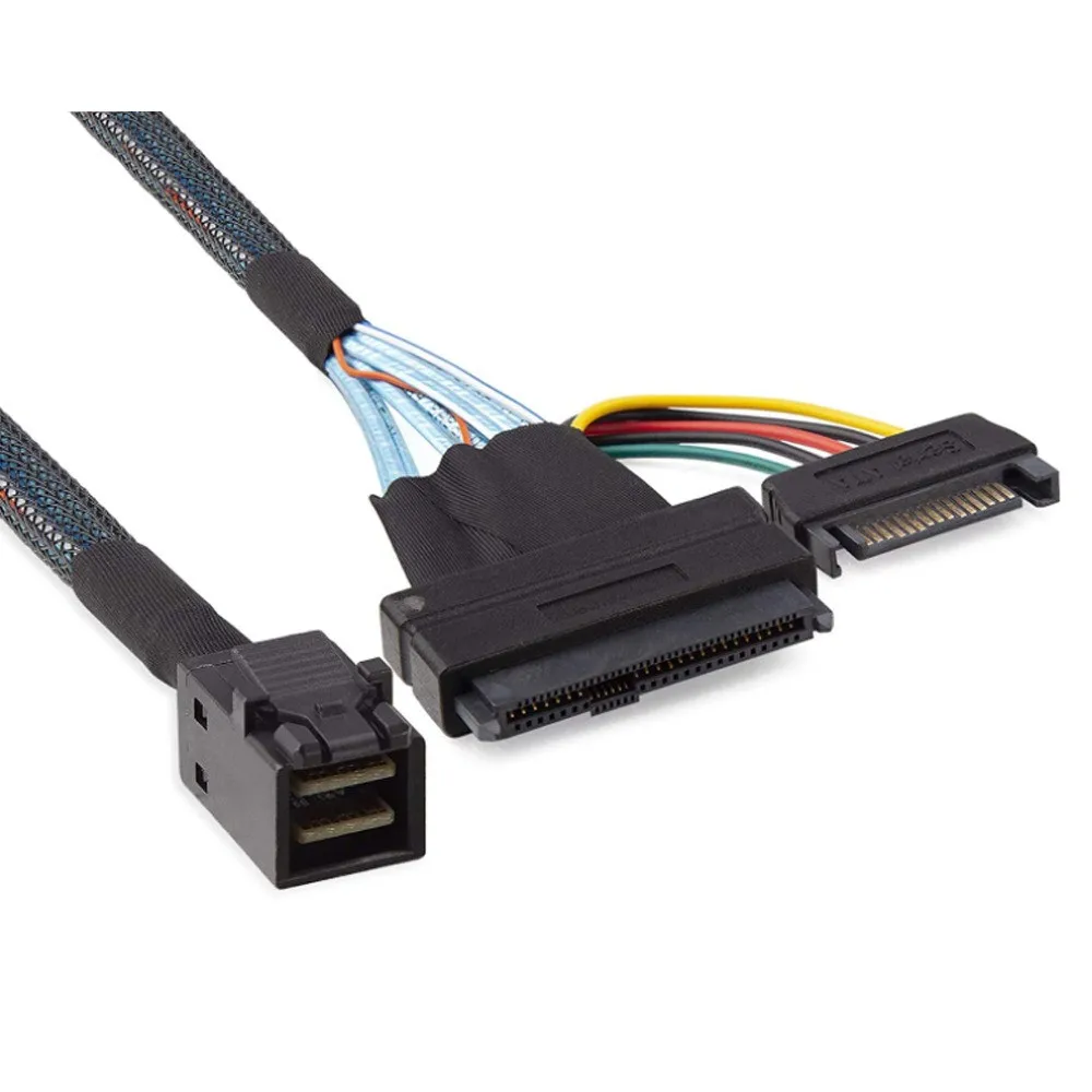 0.5M 1M Internal PCIe 4.0 Mini SAS SFF-8643 to U.2 SFF-8639 SSD with 15 Pin Male SATA Power Cable