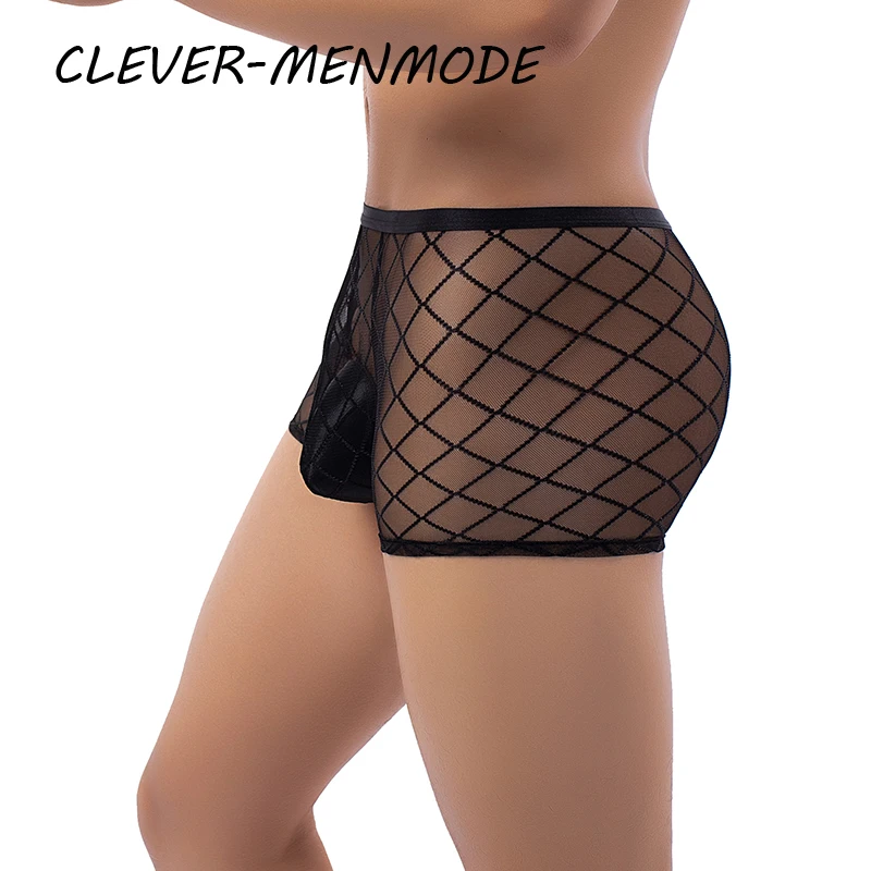 Male Mesh Net Breathable Transparent Boxers Sexy Comfortable Underwear Trunks Male Underpants