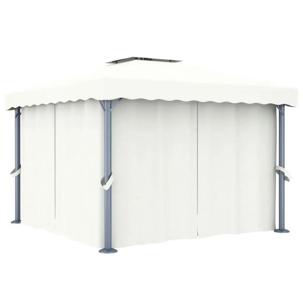 9.8'x9.8' Cream for White Aluminum Gazebo with Curtains - Perfect Outdoor Shade Solution