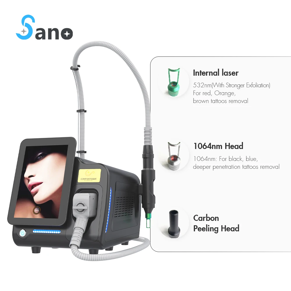 Sano New Q Switched Nd Yag Laser 1064nm/532nm Tattoo Removal Machine