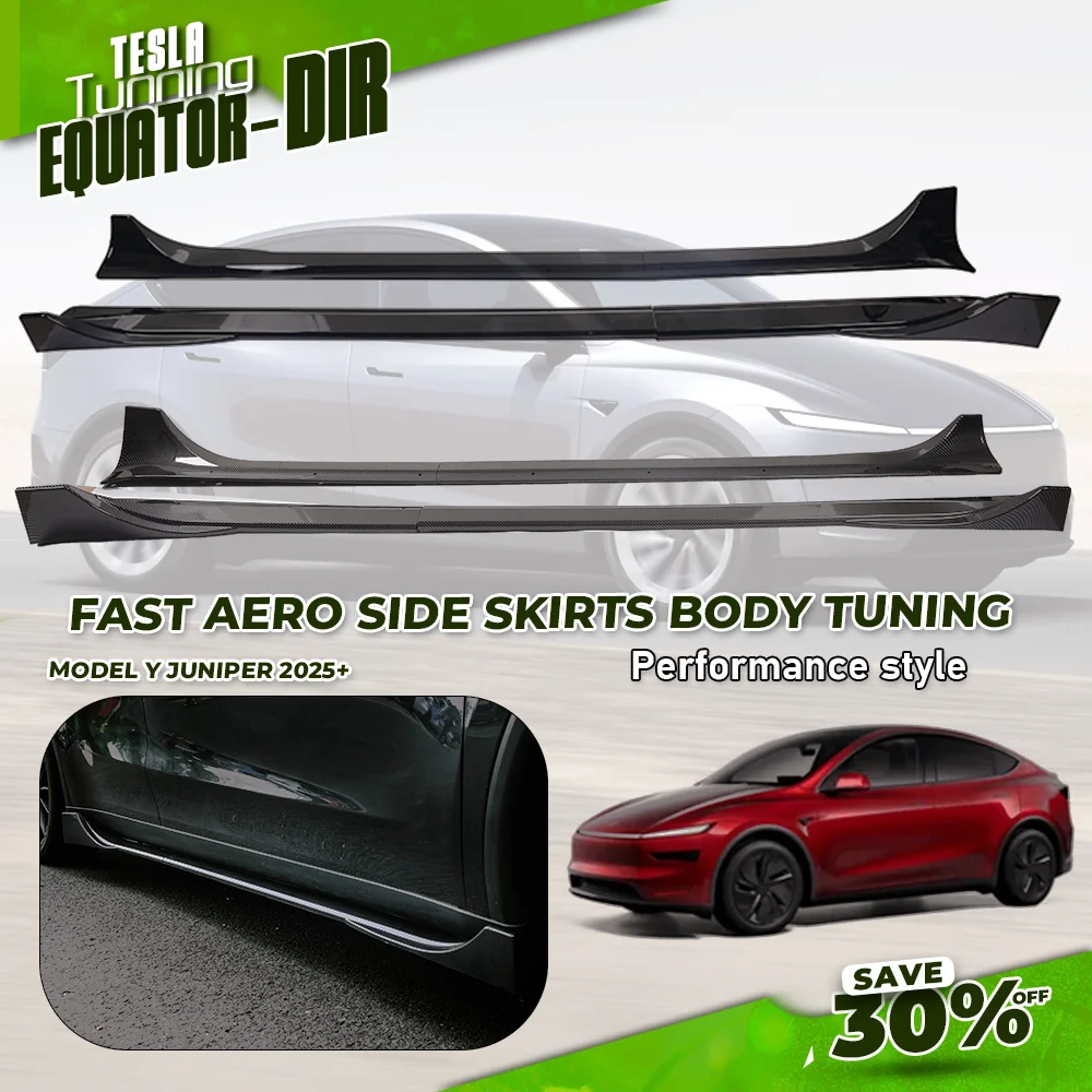 Car Side Skirt Extension for Tesla Model Y Juniper Model 3 Y 2017-2025 Aerodynamic ABS Material Glossy Black 4PCS Body Kits Set