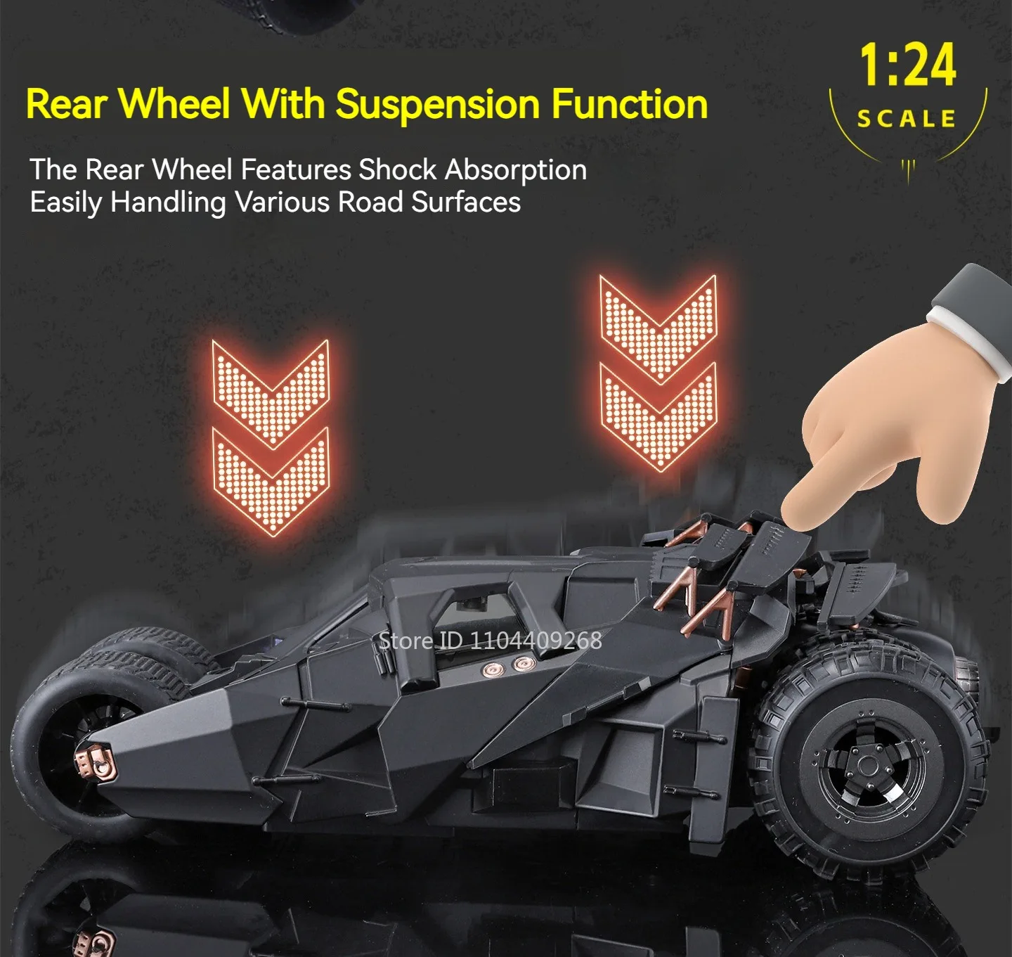 1:24 Batmobil Bolide Auto Modell Spielzeug Türen Geöffnet Stoßdämpfung Spray Sportwagen Modelle Sound Licht Spielzeug Geschenke für Jungen – Detail 4