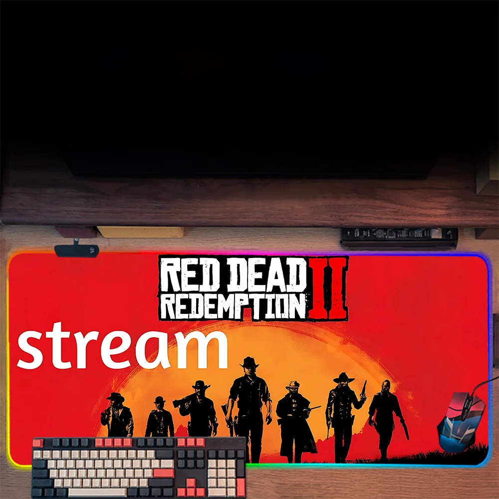 Red Dead Redemption 2 RDR2 US West cowboy RGB Pc Gamer Keyboard Mouse Pad Mousepad LED Glowing Mouse Mats