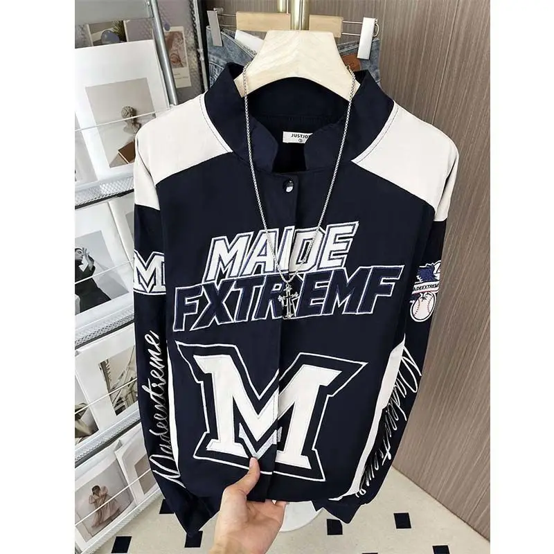 

Очень большой 300-пакет, американский ретро-стрит, мотоциклетный сшитый бейсбольный джет, мужская рабочая одежда для пар, верхняя одежда