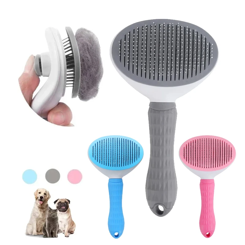 Cepillo antideslizante de acero inoxidable para mascotas, peine de depilación para gatos, peines para perros, accesorios para gatos