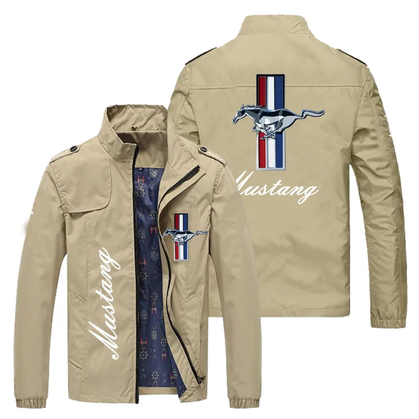 Spring and Autumn European and American new outer wear stand collar Ford Mustang logo jacket casual youth zipper sports jacket