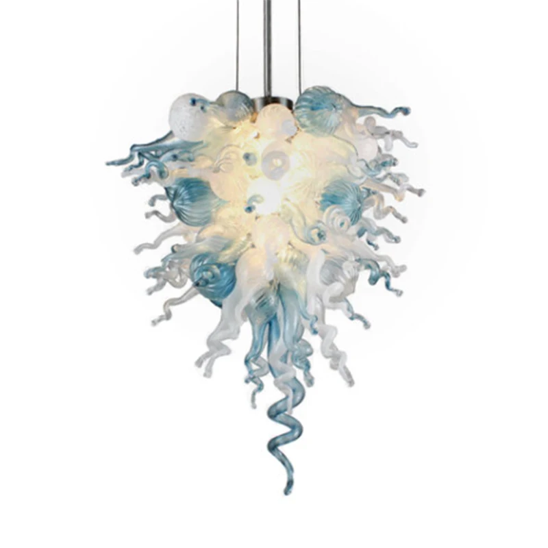 

Ocean Chandeliers Blue Shade Large Hanging Lamps for Home Villa LED Light Hand Blown Glass Chandelier Light Fixtures