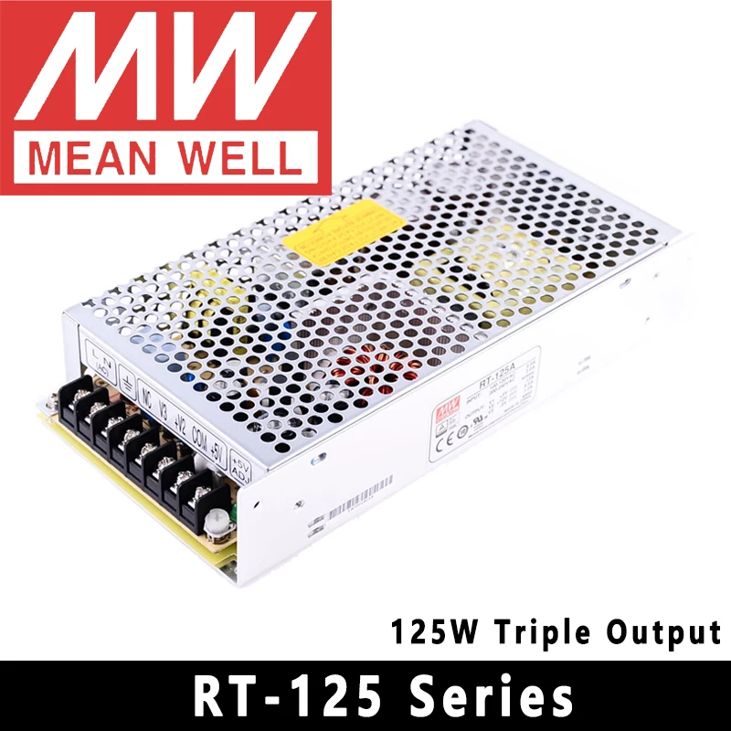 Original Mean Well RT-50/65/85/125 Series Meanwell AC/DC 5V/12V/15/V/24V Triple Output Switching Power Supply