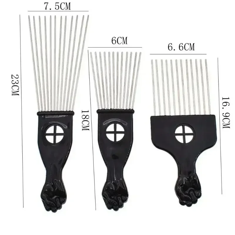 1 Piece Afro Fork Comb Stainless Steel Wide Teeth Hairdressing Brush Metal Pins Pick Hair Styling Tools Insert Curly Hair Comb