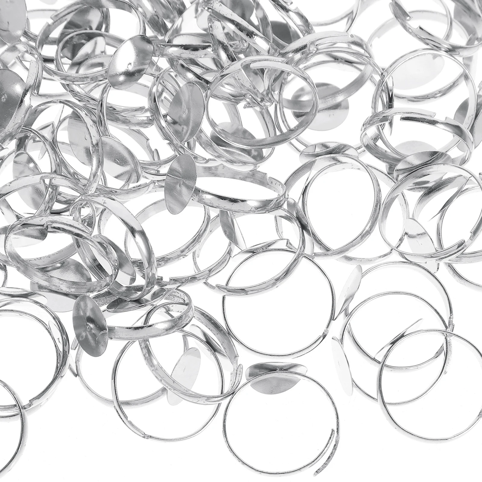 

100 шт. регулируемых оснований для колец, заготовок для оправ, подставок для самостоятельного изготовления ювелирных изделий, аксессуаров для колец из сплава