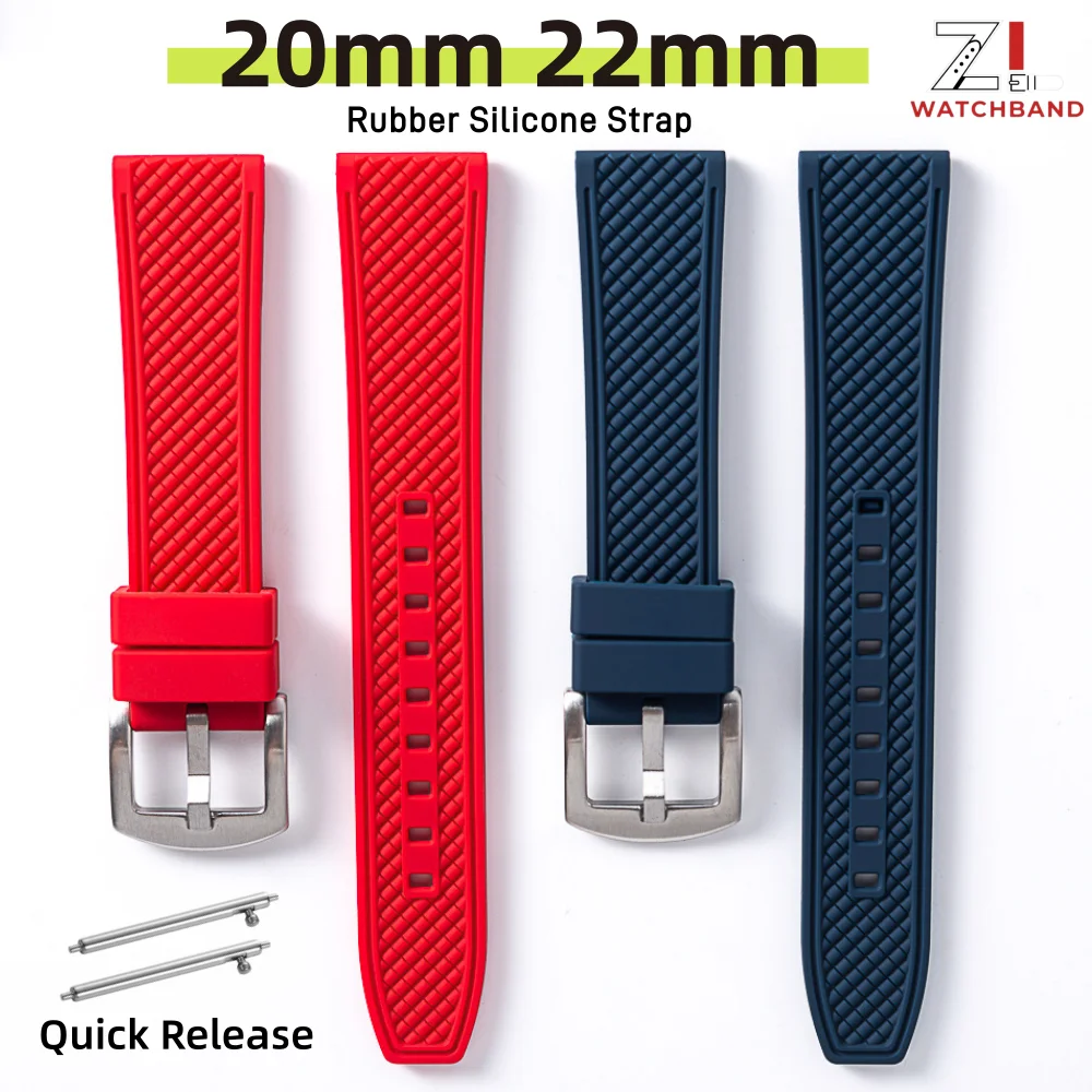 20mm 22mm Diving Rubber WatchStrap for Seiko for Omega Watchband Waterproof Sports for Men Women Silicone Quick Release Bracelet