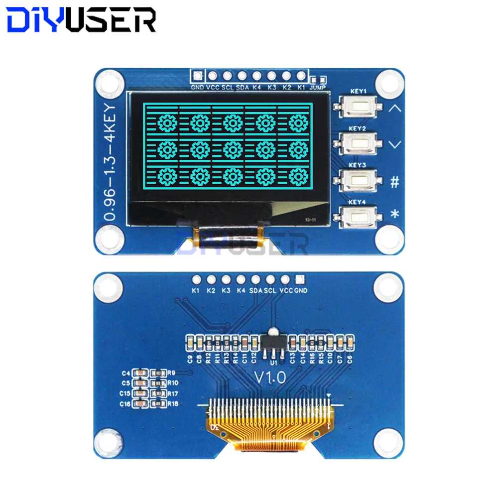 Display OLED da 1,3 pollici con modulo tastiera 4x4, schermo SPI I2C SSD1116 128x64 per Arduino Raspberry Pi