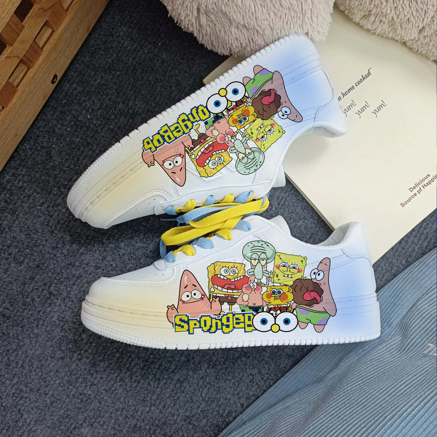 New Original cartoon SpongeBob SquarePants princess cute Casual shoes soft sports shoes for girlfriend gift EU size 35-44