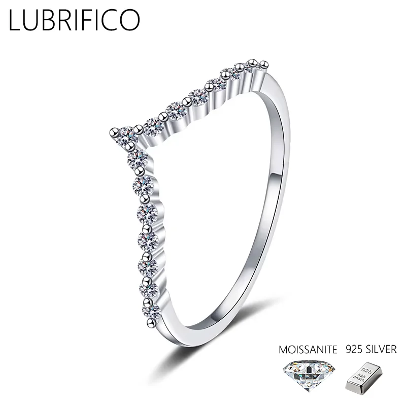

1.5mm Moissanite Stone Thin V Shape Rings 925 Sterling Silver Lad Diamond Ring For Women Fine Jewelry Wedding Party