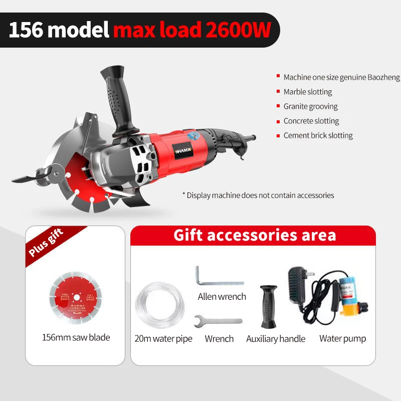 WHAMX 2800W 156 Single Saw Blade Concrete Electric Grooving Tool Wall Tiles Stone Cutting Machine