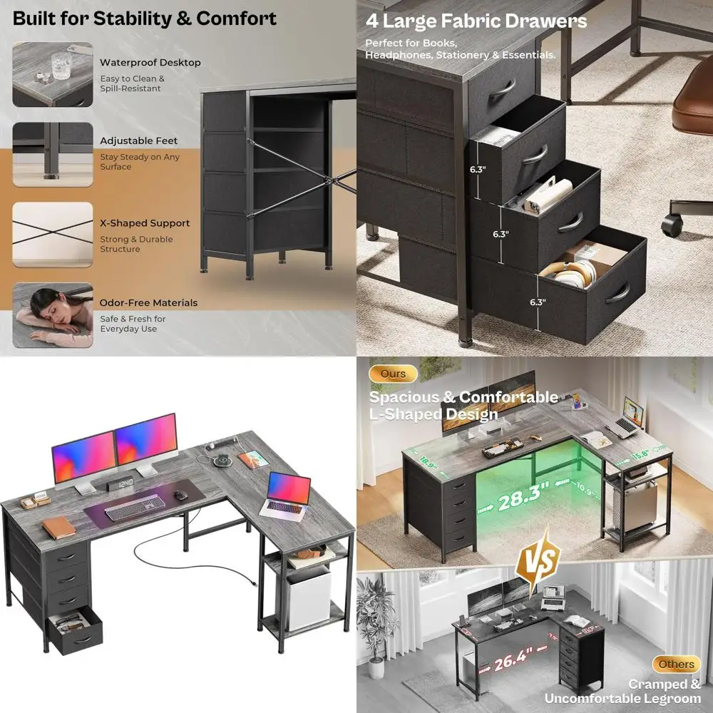 55 Grey L-Shaped De…