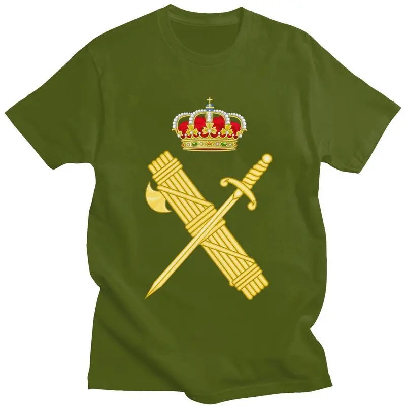 Custom Emblem Of The Spanish Civil Guard Tshirts Men Short Sleeve T Shirt Spanish Coat Of Arms T-shirt Slim Fit Pure Cotton Tee