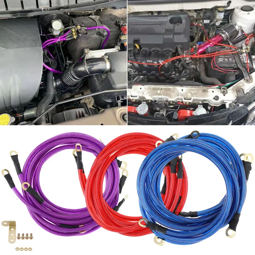 Universal 5 Point High Performance Improve Power Car Universal Earth Ground Cables Grounding Wire System Kit