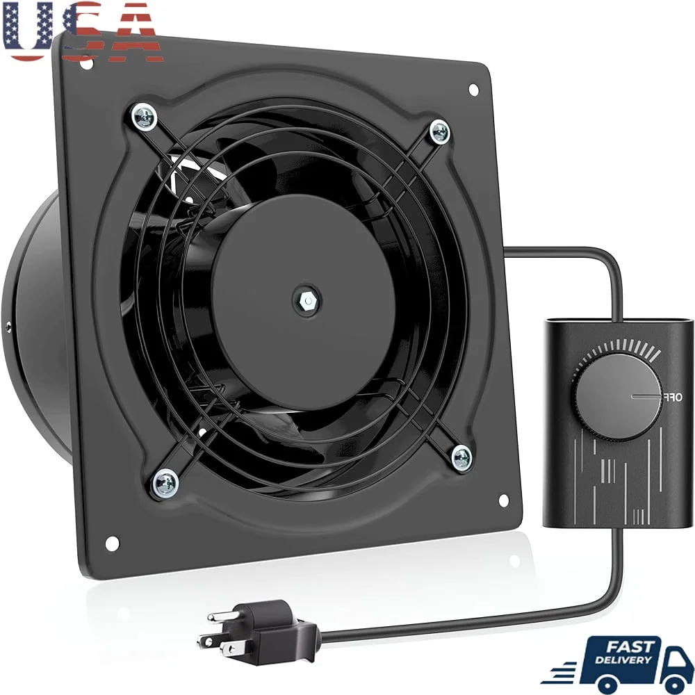 

6-дюймовый регулятор скорости вытяжного вентилятора 308CFM, регулируемый поток воздуха, мощный металлический вытяжной вентилятор для кухни, ванной комнаты