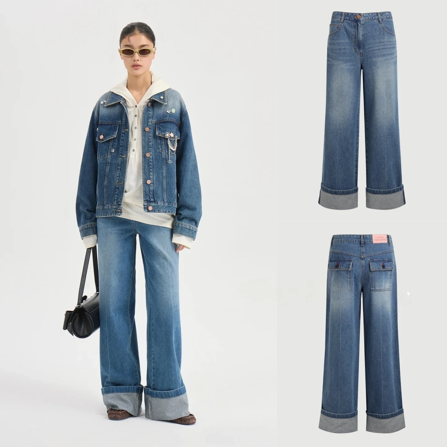 Wide Leg Cotton Denim Pants Skin-friendly Breathable Pure Cotton Commute Slimming Versatile Long Jeans Female Spring Autumn
