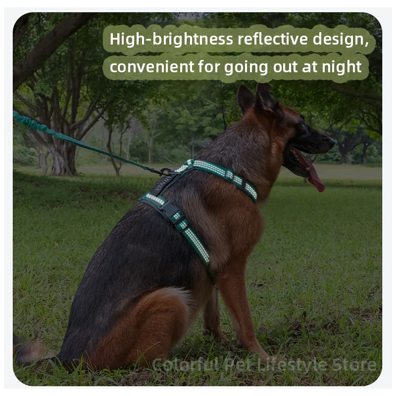 الكلب تسخير كبير الكلب H-شكل الكلب تسخير قابل للتعديل عاكس الكلب سترة تسخير للكلاب المتوسطة الكبيرة أجش لابرادور تسخير