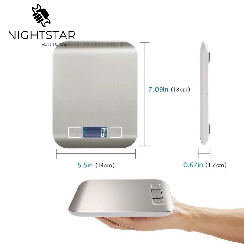 5000g / 1g Digital Kitchen Scale Stainless Steel Electronic LCD Weight 5KG Scale Libra Cooking Measure Tools Scales