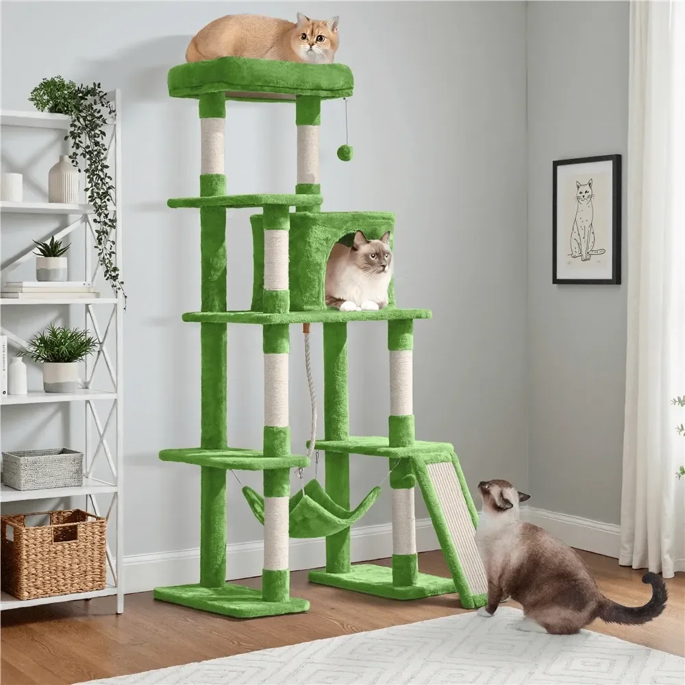 

Cat Tree Rascadores Para Gatos Cat Supplies 63in Height Plush Cat Tree With SisalCovered Posts, Stylish Cat Tower With Hammock S