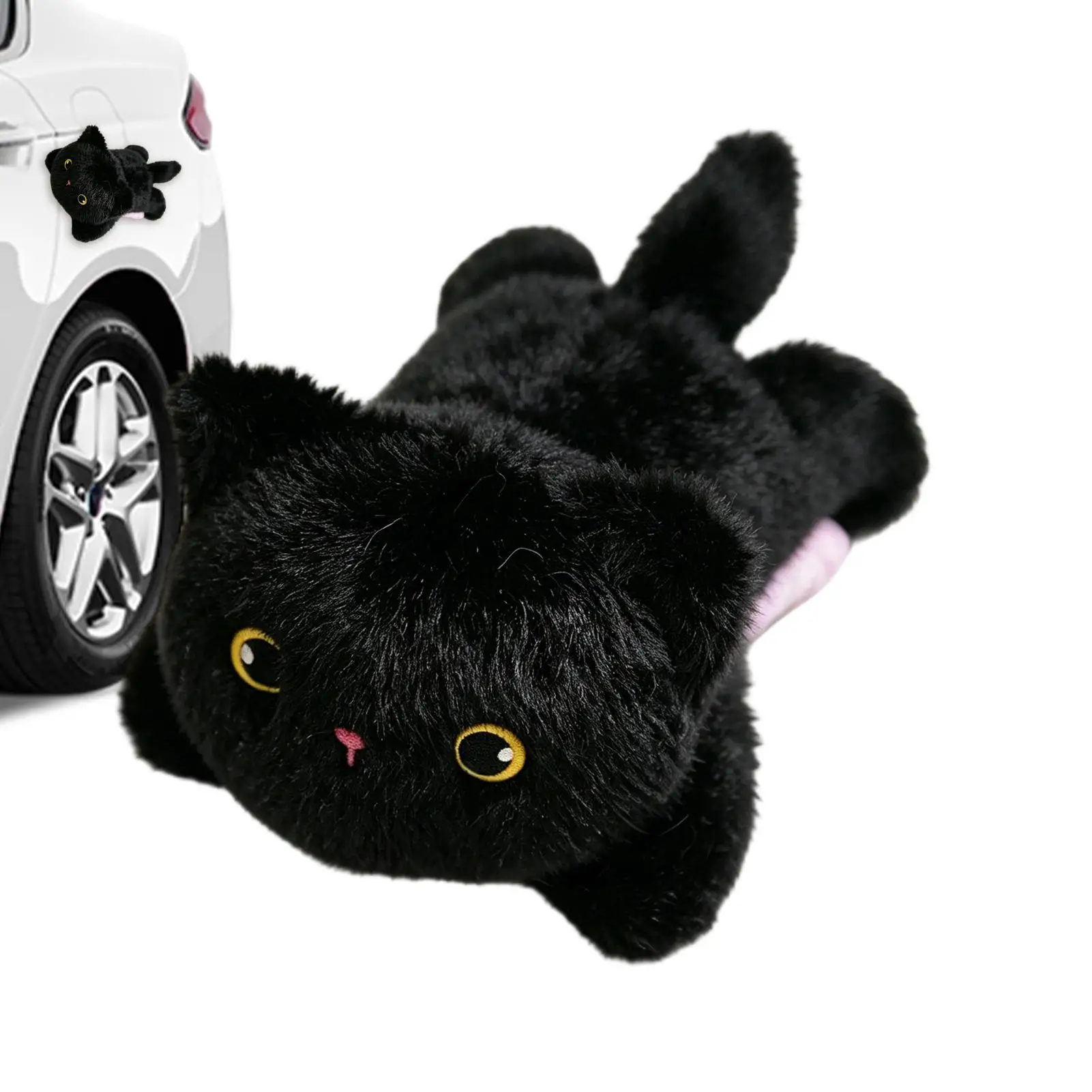 Cartoon plush black cat car Magnets cat Car Stickers decoration adorable animal decoration fun Plush Animal Cute Fridge Decor