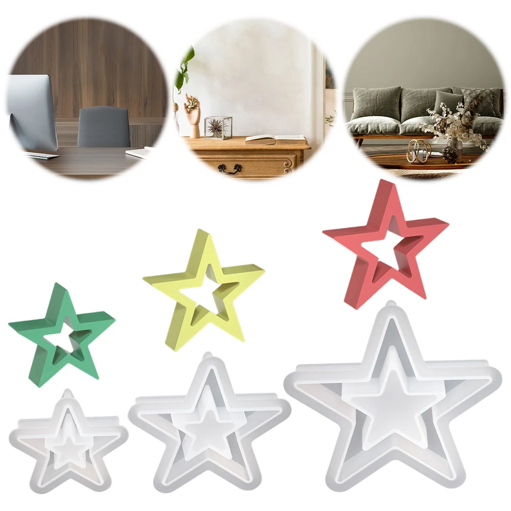 1/3 قطعة نجوم عيد الميلاد قالب من السيليكون ثلاثية الأبعاد الجوف ستار قالب شمع عيد الميلاد قوالب الصب لتقوم بها بنفسك سطح المكتب عيد الميلاد الحرف