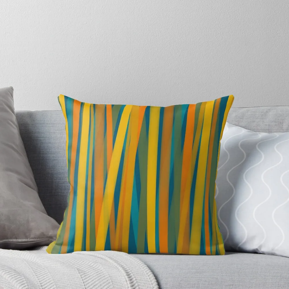 Ribbon Stripe Pattern in Moroccan Blue, Mustard, Orange, Teal, and Green Throw Pillow Christmas Pillow Covers Pillowcase pillow