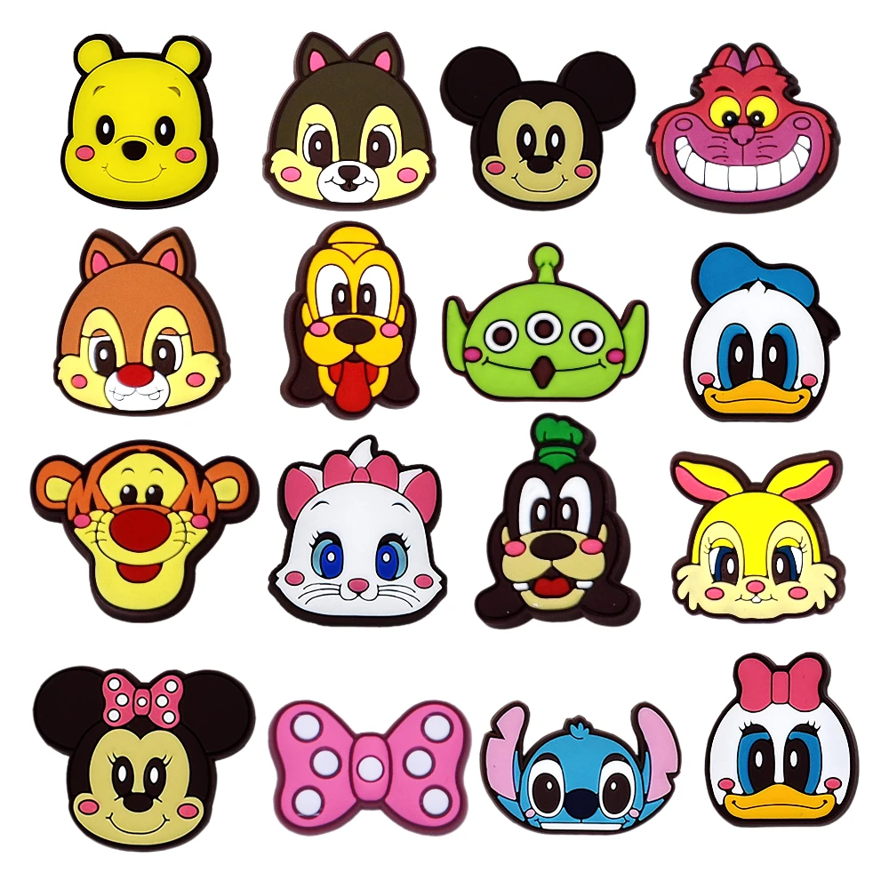 

MINISO 16PCS Disney Dolls Shoes Charms Accessories Fit Clog Backapck Wristbands Shoe Decorate Buckle Christmas Parties Kids Gift