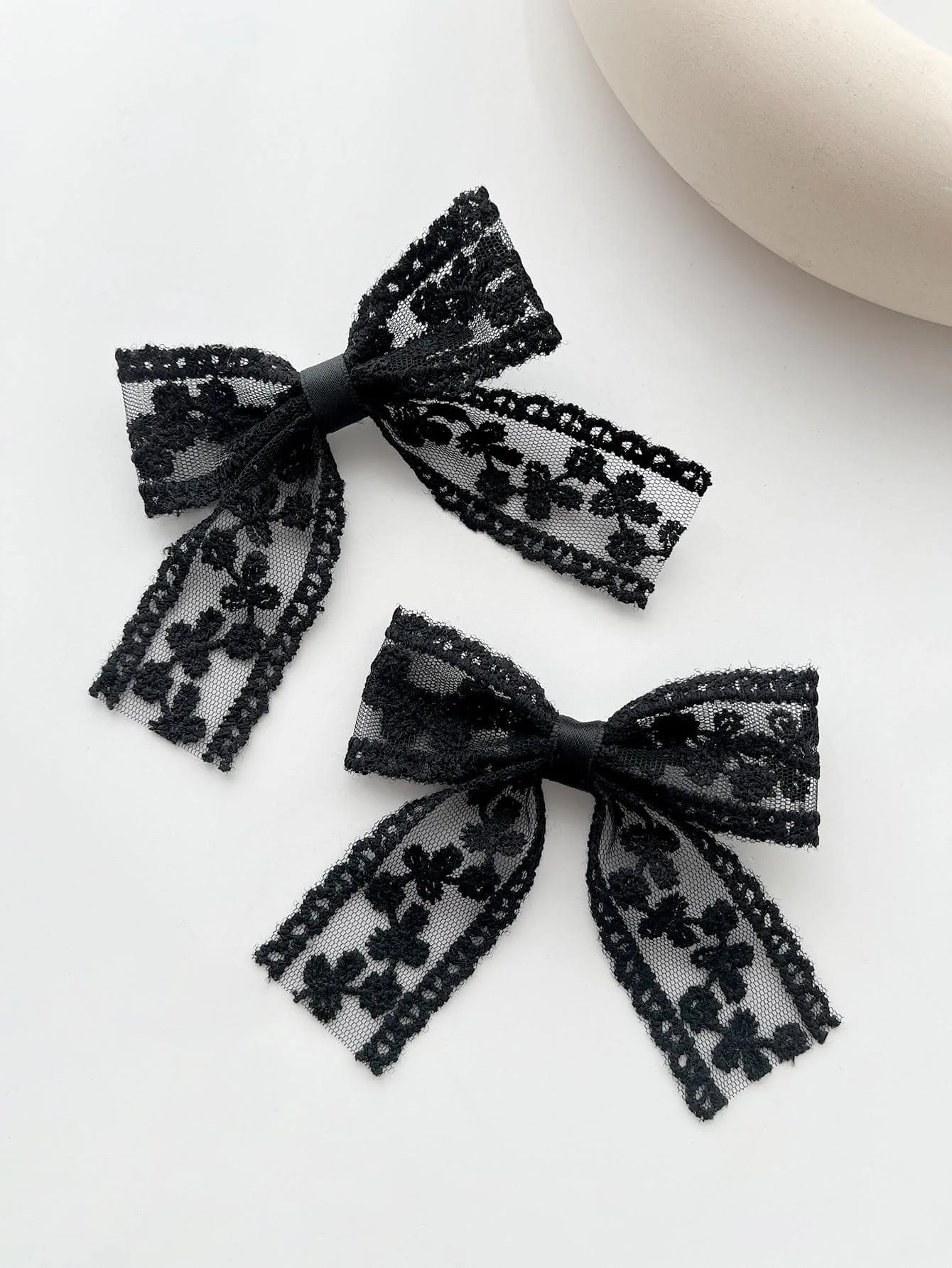 2pcs/set Ladies\' fashionable, simple, sweet and cute lace bow versatile hair accessory hair clip