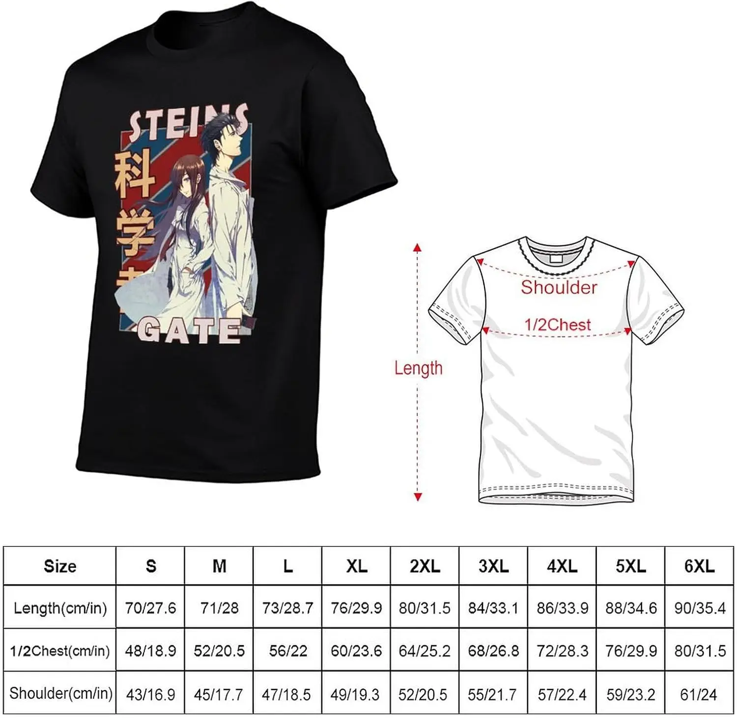 Anime Steins Gate T Shirt Mens Summer Print O-Neck Tee Classic Short Sleeve Tshirt