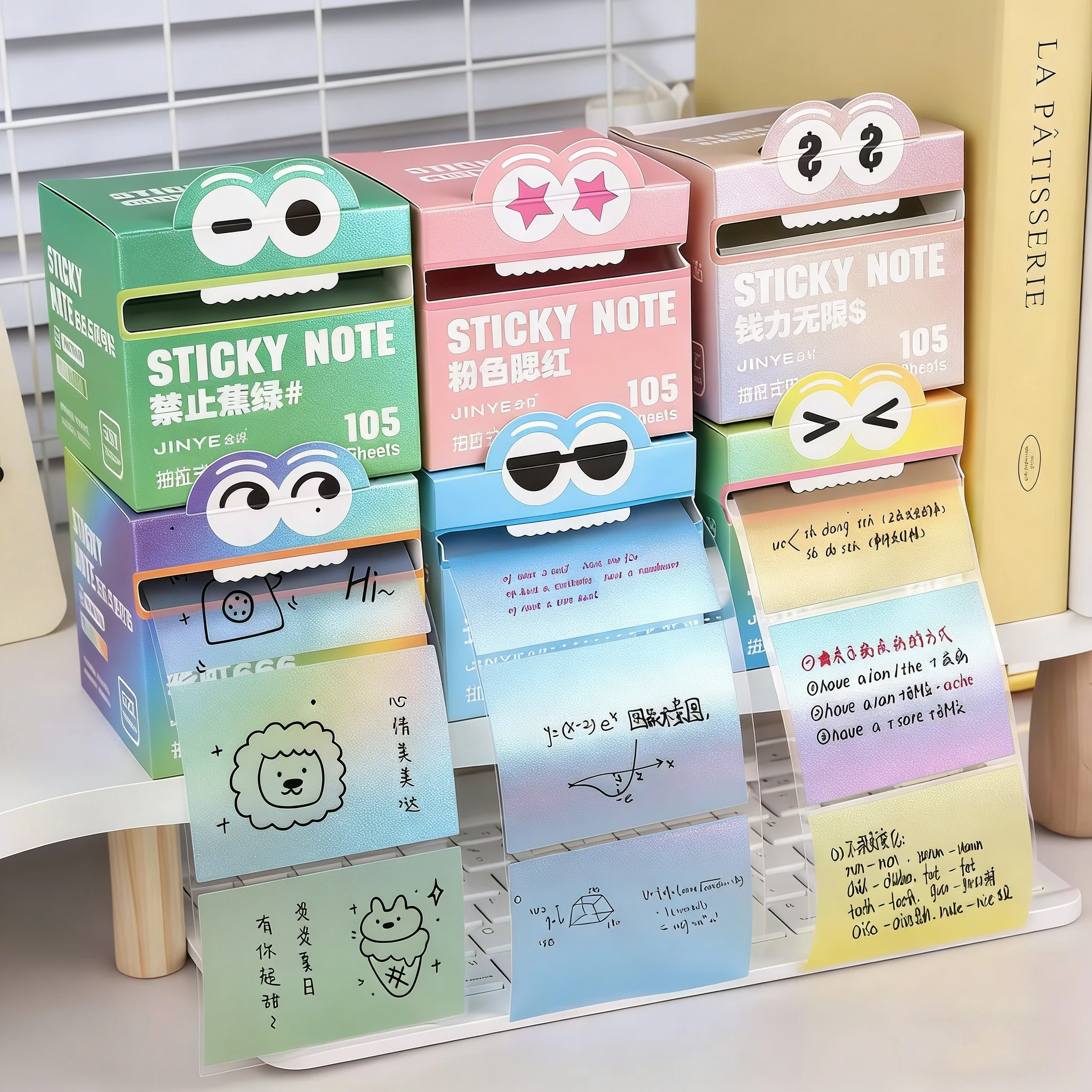 Novel Transparent Notes, Pull-Out Distribution Box Notes, Self-Adhesive Notepad Quick-Drying Multi-Color Note Paper, Note Paper