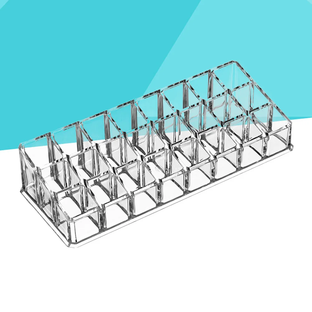 

Storage Box Clear Lip Gloss Container for Lipstick Jewelry Portable Hard Acrylic Organizer Multi Cavities Strong