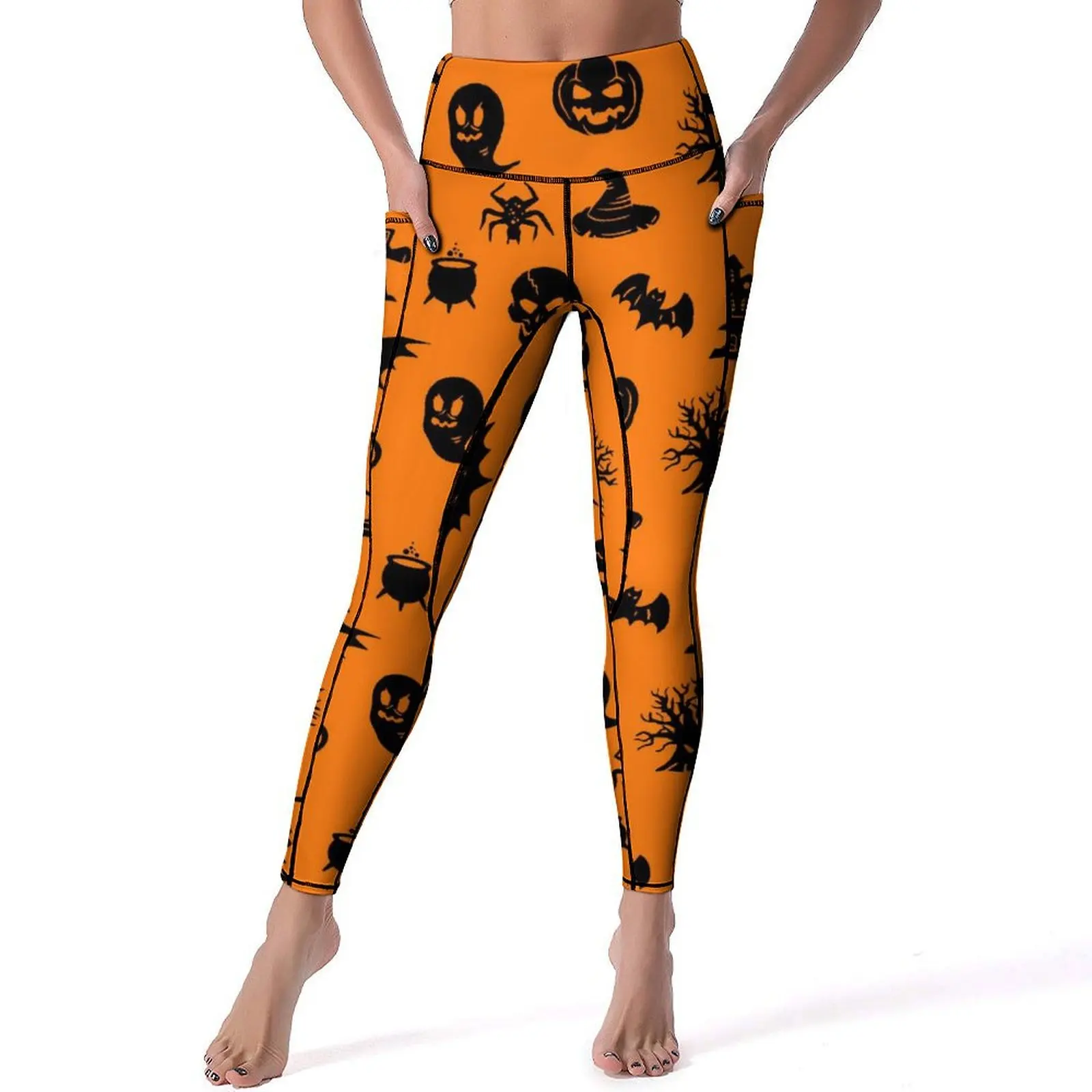 

Happy Haunts Yoga Pants Lady Halloween Print Leggings Push Up Breathable Yoga Legging Stretch Design Fitness Sports Tights